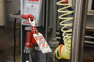 Equipment with a lockout tagout (LOTO) procedure done on it